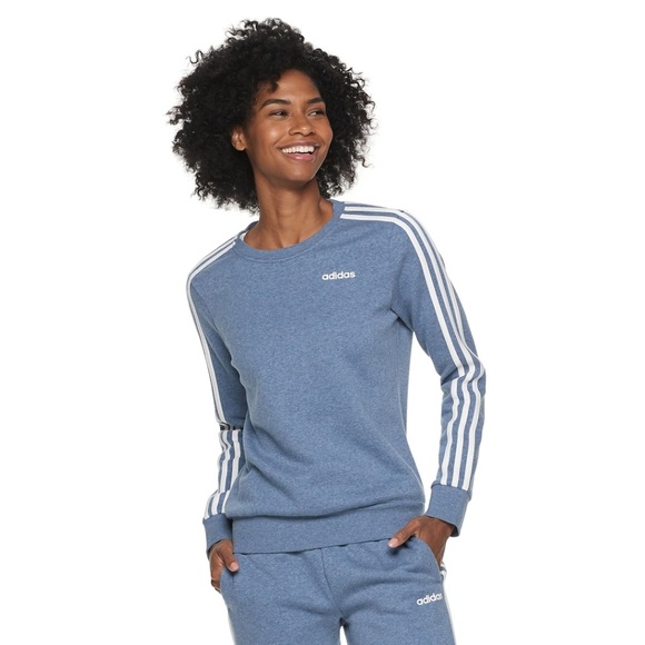 women's adidas 3 stripe fleece crewneck sweatshirt